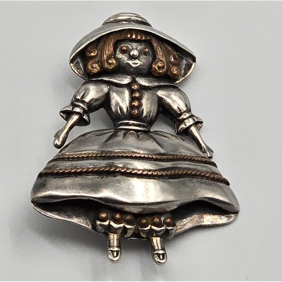 Vintage Margot de Taxco Sterling Silver Brooch Girl Pin Mexico - Picture 2 of 9